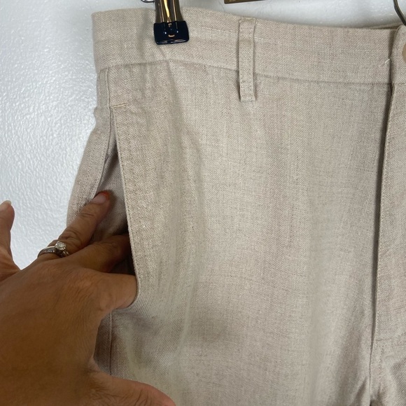 Island Importer Women’s Linen Pants Crop Wide Leg Size 32 Color Cream Pockets - Picture 3 of 9